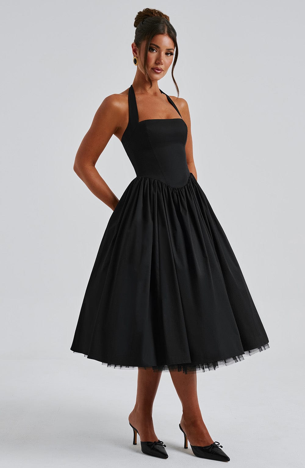 Chloe | Women’s Wedding Guest Halter Midi Dress