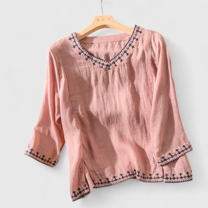 Taysia | Elegant V-Neck Blouse